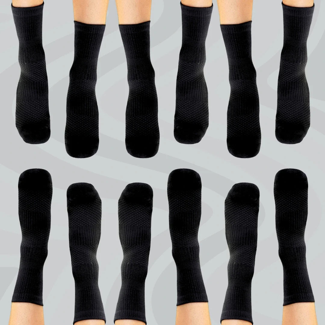 Crew Length Compression Socks Black Bamboo