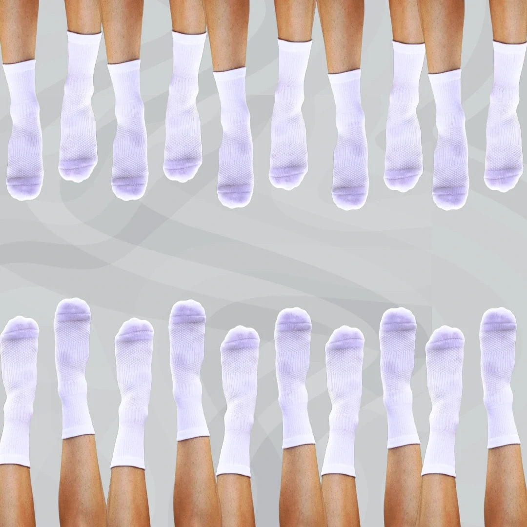Crew Length Compression Socks White Bamboo