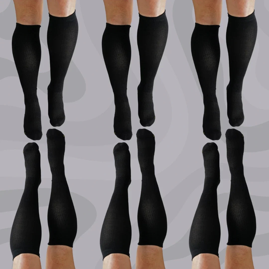 6 Pack Black Bamboo Compression Socks