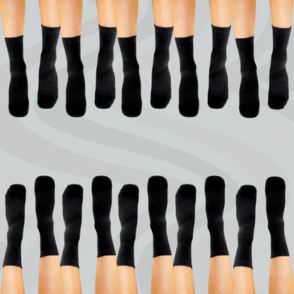 Crew Length Compression Socks 10 Pairs Black Bamboo