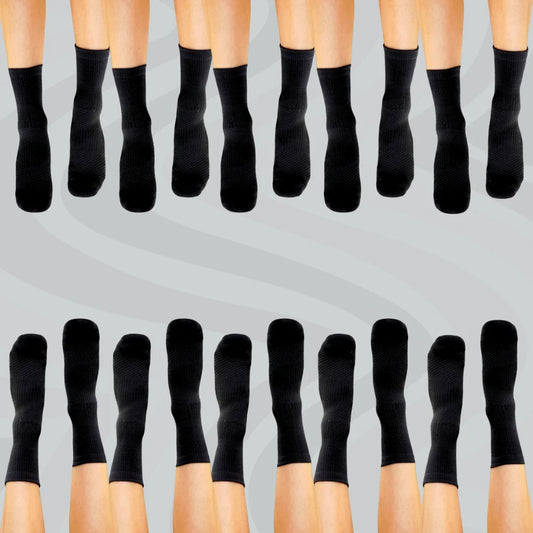 Crew Length Compression Socks 10 Pairs Black Bamboo