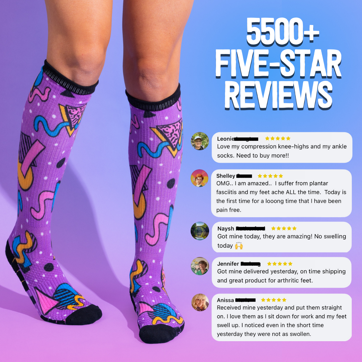 Pastel Bamboo Knee-High Compressions 5pk Gift Box