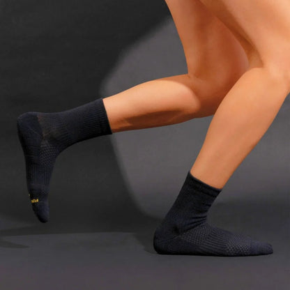Crew Length Compression Socks 6 Pairs Black Bamboo