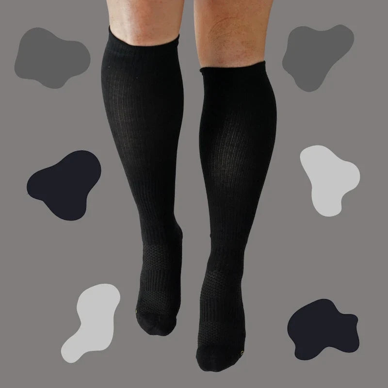 Bamboo Knee-High Black Compression Socks