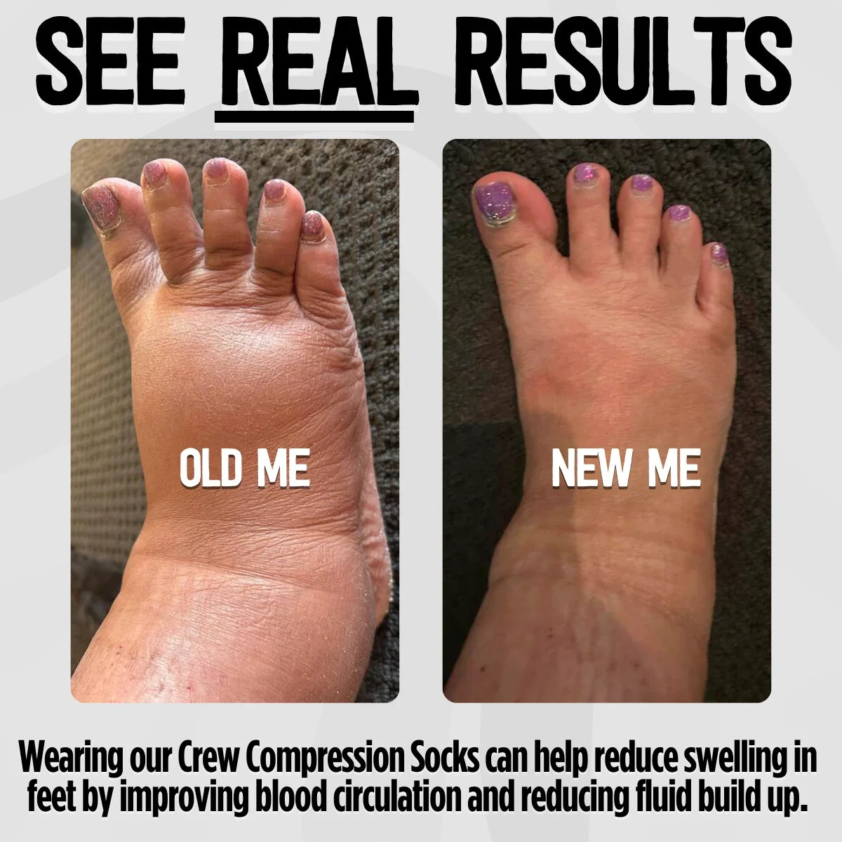 Crew Length Compression Socks White Bamboo