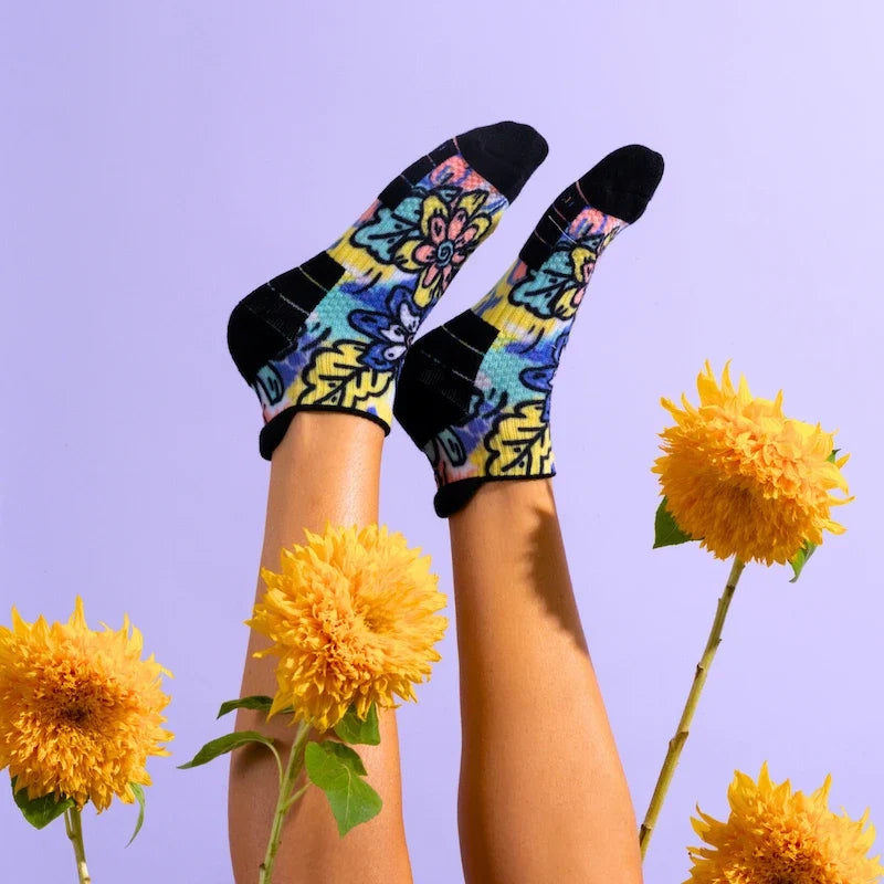 Ankle Compression Socks Funky Flower Bamboo