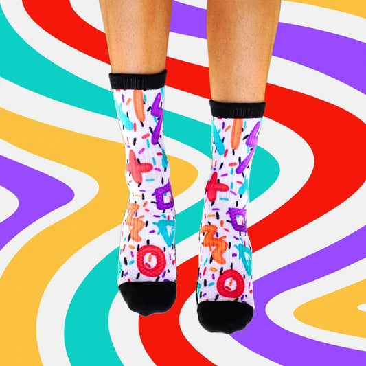 Crew Length Compression Socks Retro Bamboo