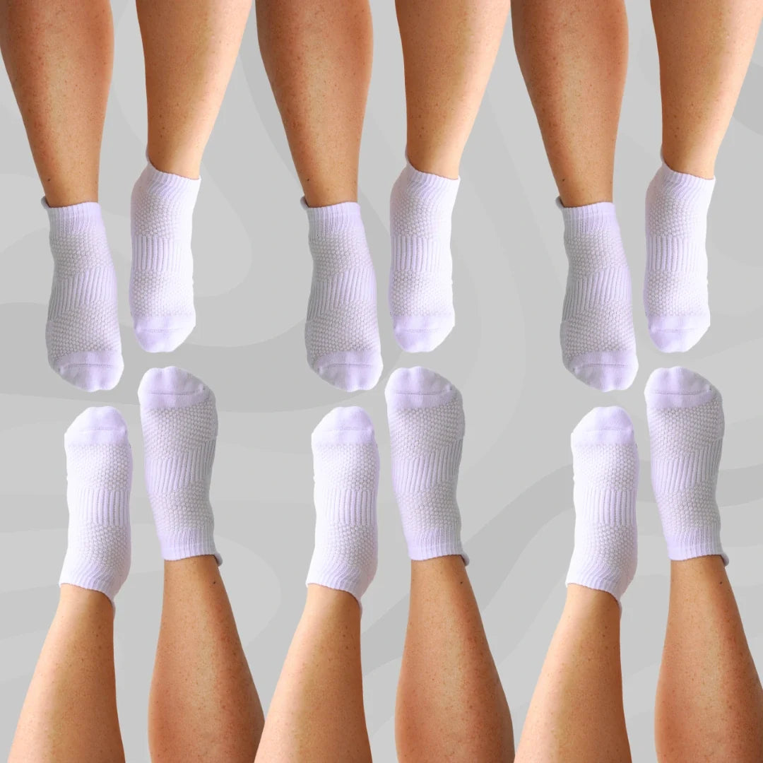 Ankle Compression Socks 6 Pairs White Bamboo